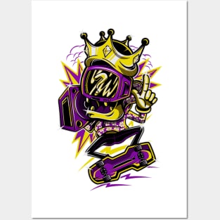 King TV Skater Purple Gold Posters and Art